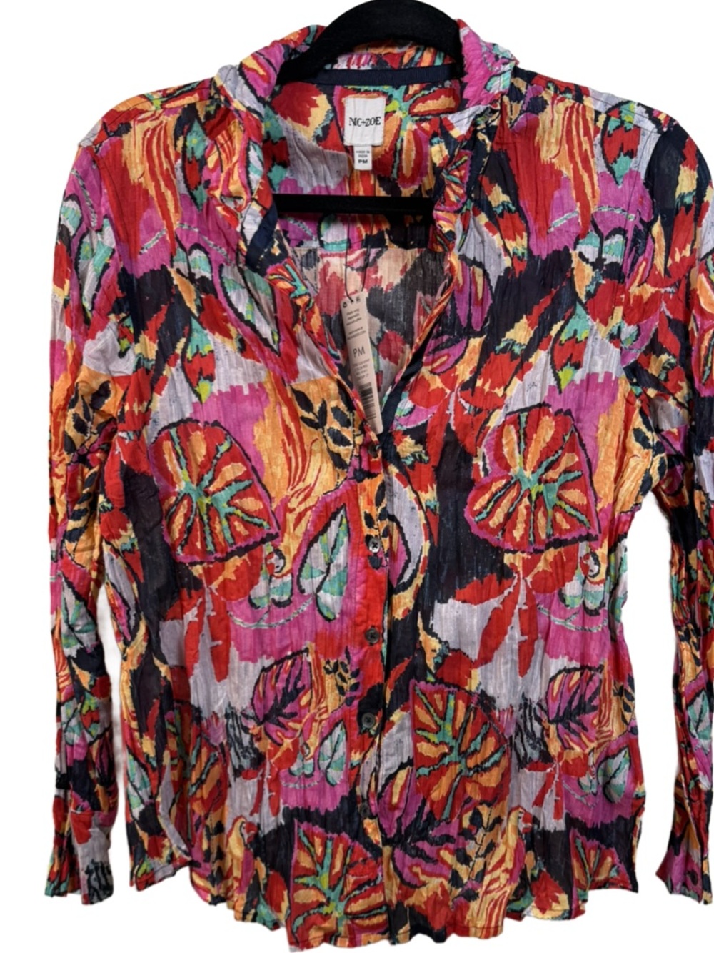 NIC+ZOE Kauai Garden Cotton Crinkle top NWT